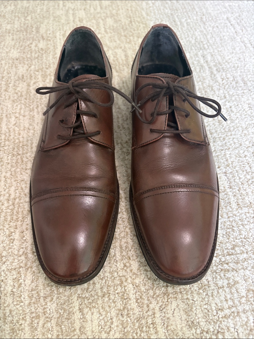 Kenneth Cole New York Brown Leather Cap-Toe Derbys
